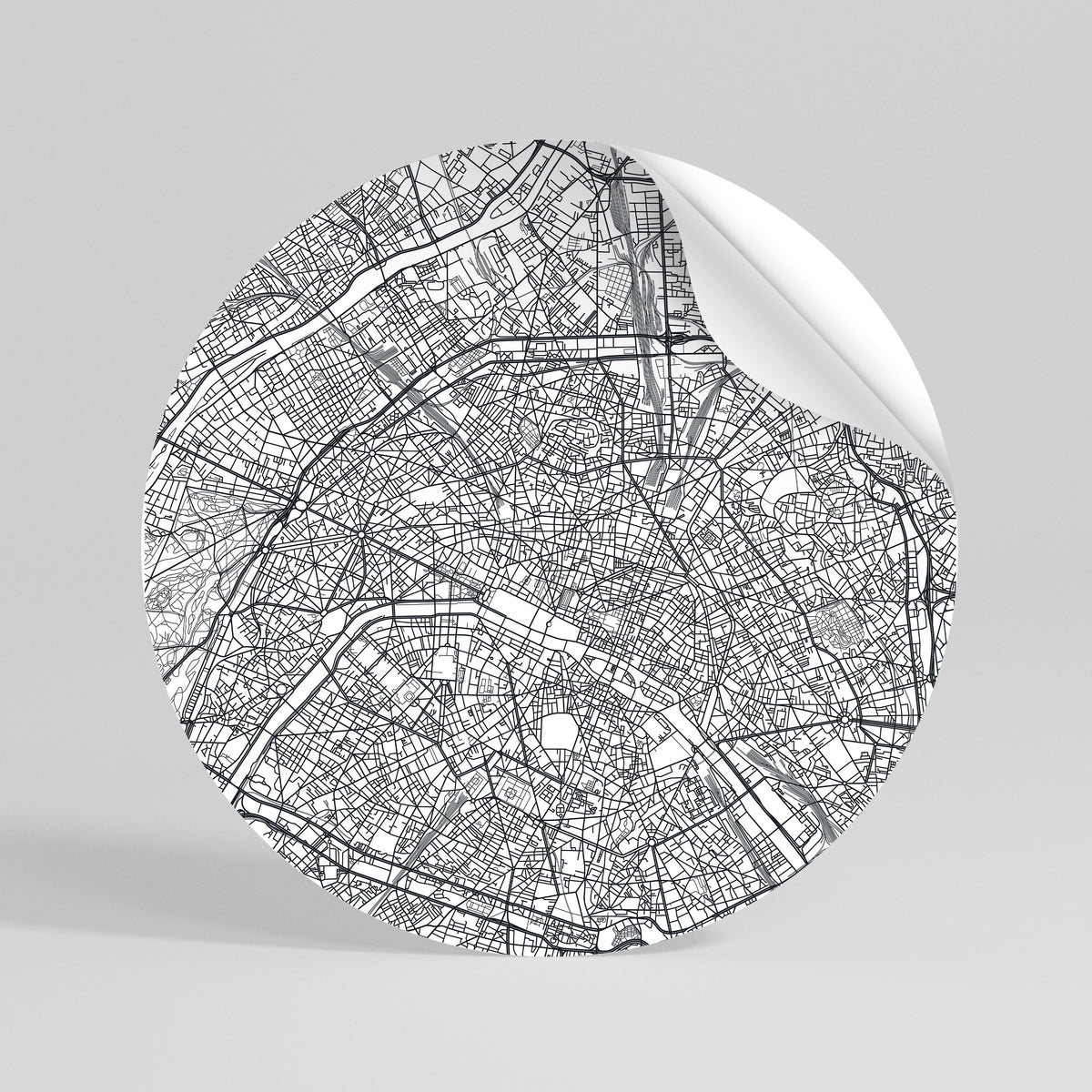 PARIS TOWN PLAN Runder Wandsticker zum Abziehen und Aufkleben
