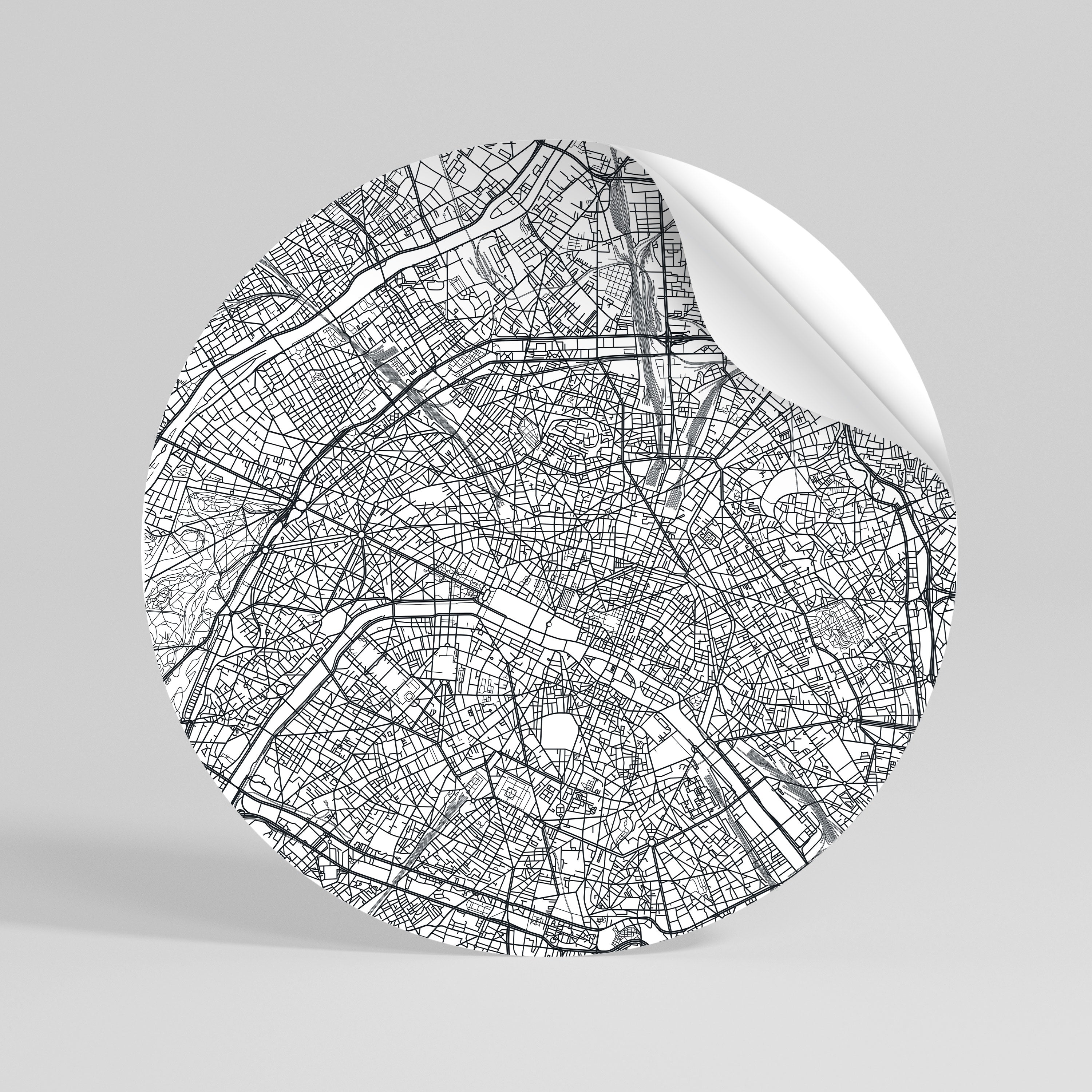 PARIS TOWN PLAN Αυτοκόλλητη Αφίσα στρογγυλή