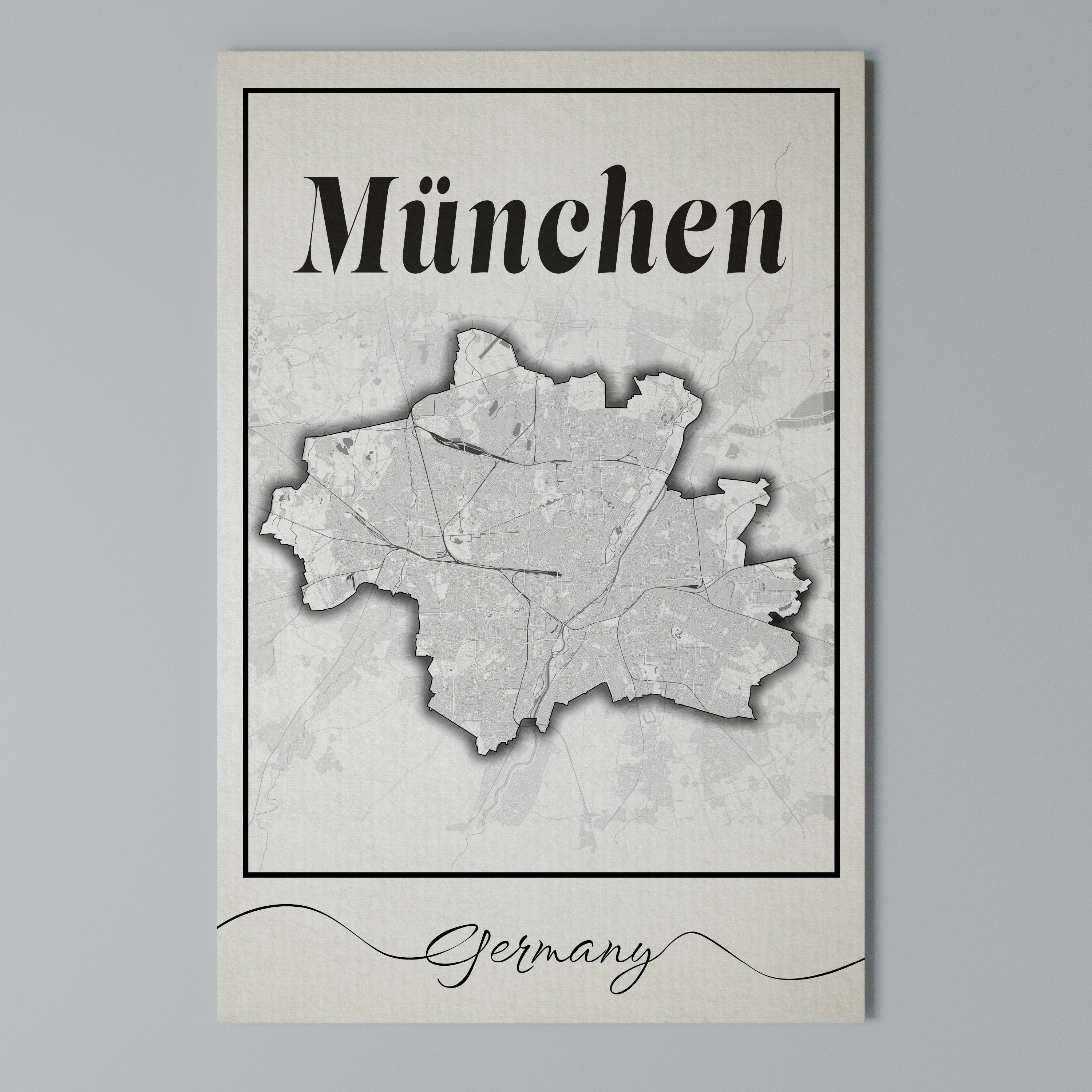 MONOCHROME MÜNCHEN Cuadro en lienzo vertical
