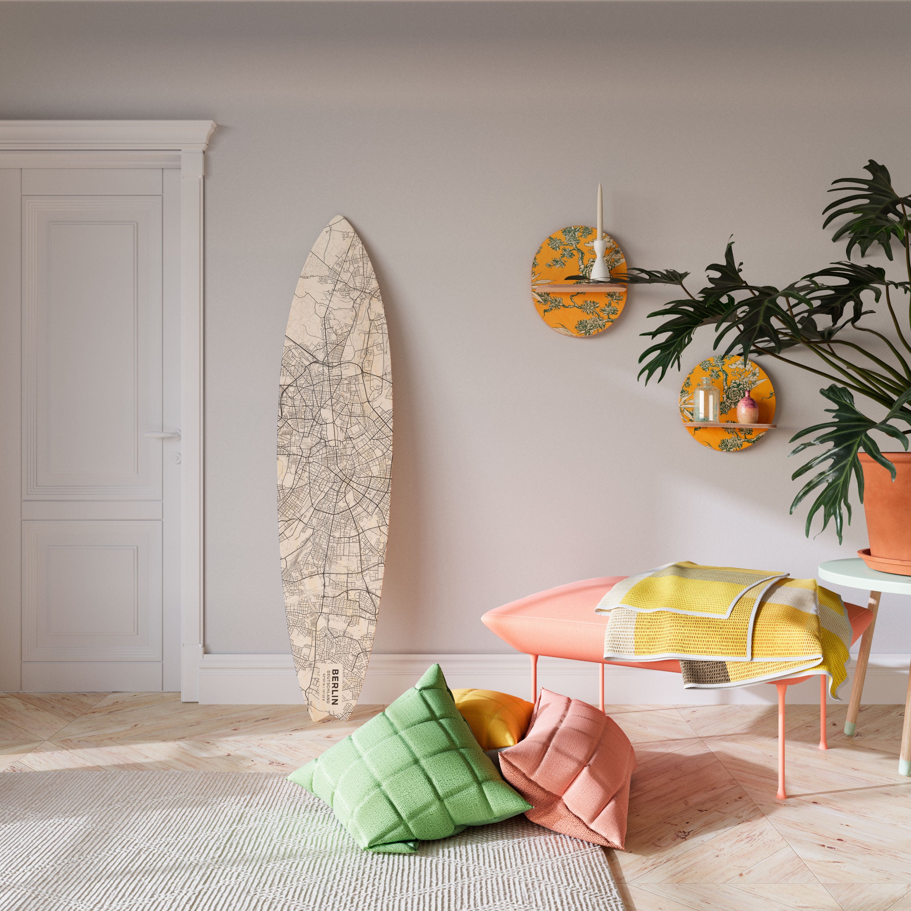 BERLIN PLAN Surfboard Decorative Panel