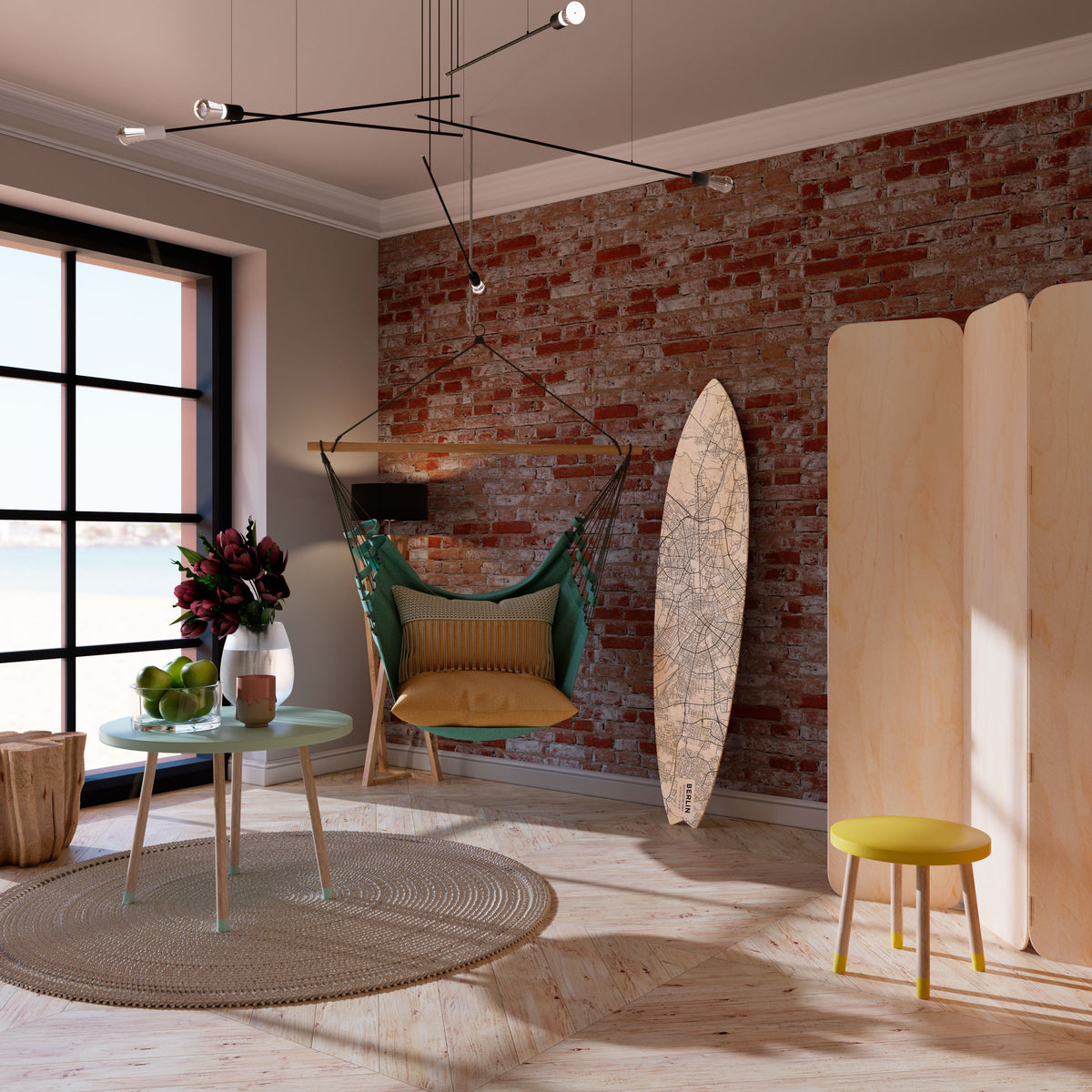 BERLIN PLAN Painel Decorativo Prancha de Surf