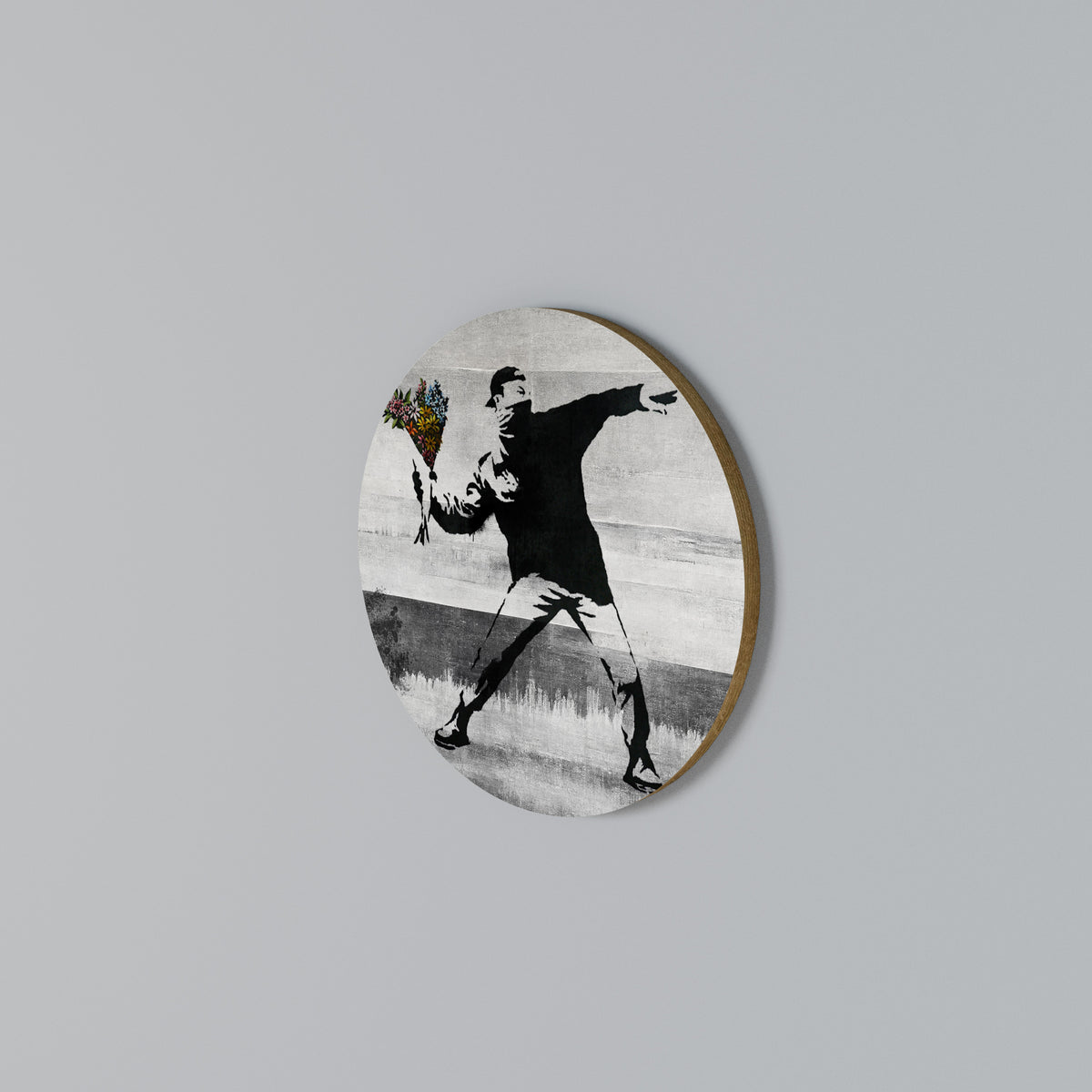 FLOWER BOMBER (BANKSY) Rundes Wandbild