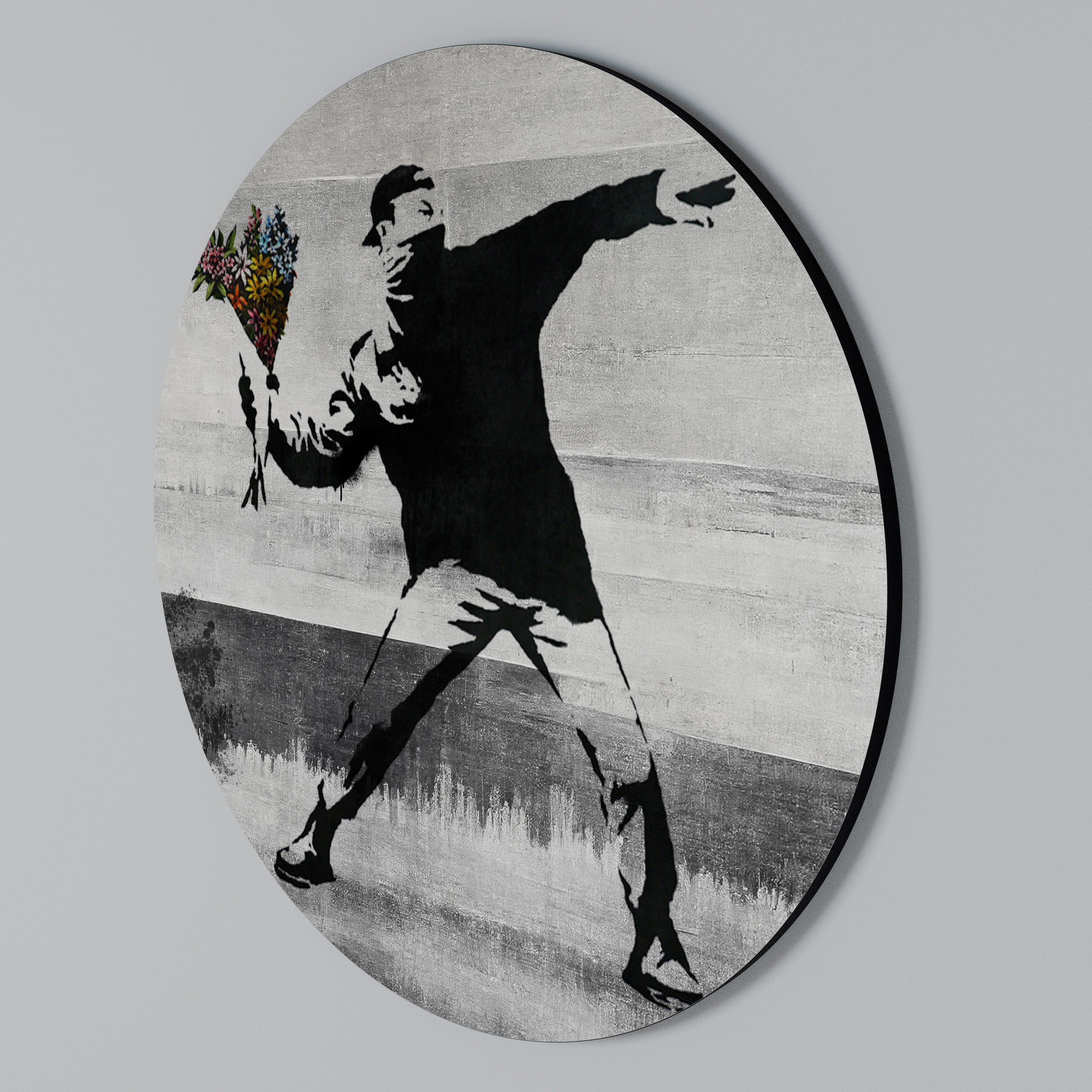 FLOWER BOMBER (BANKSY) Arte de pared redondo