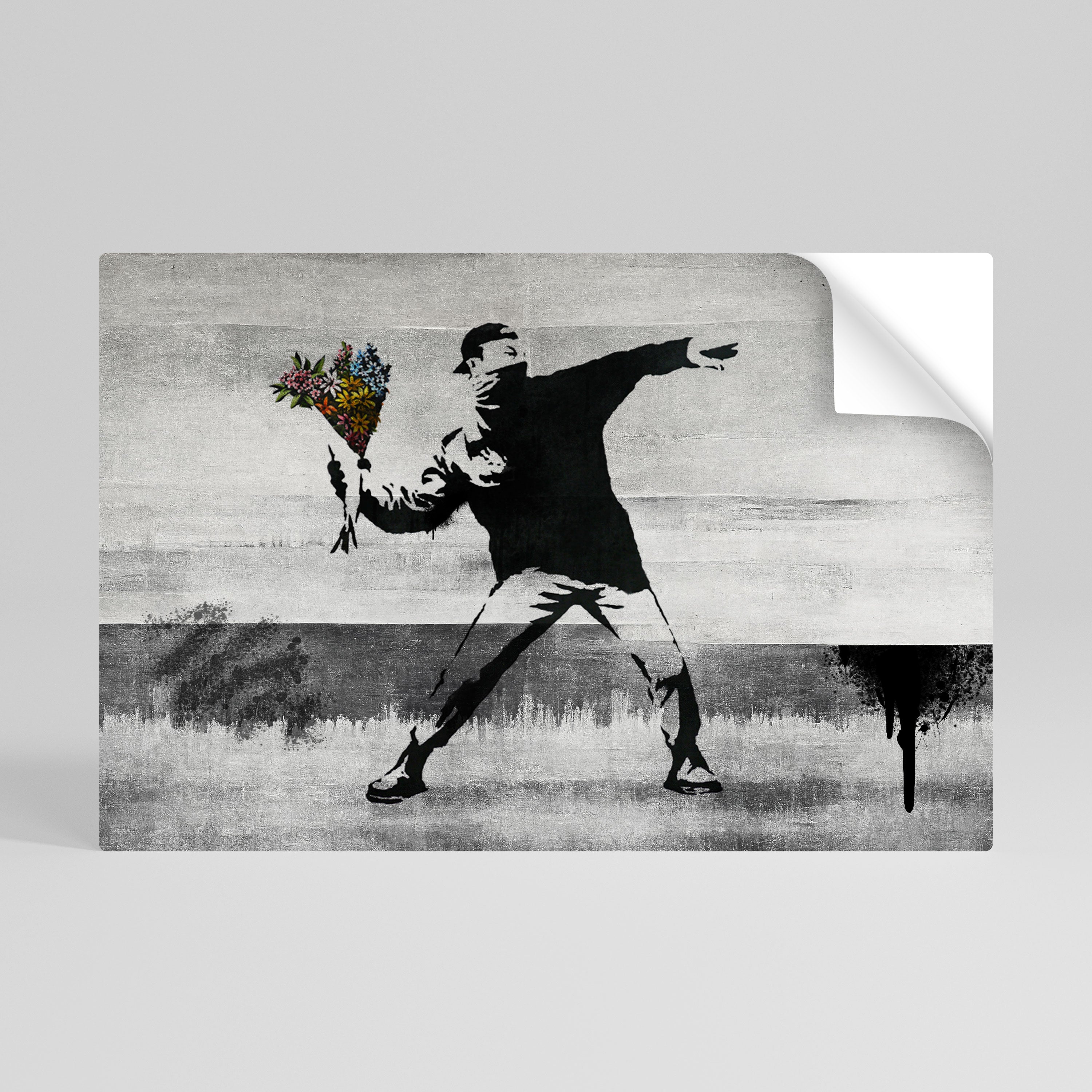 FLOWER BOMBER (BANKSY) Selbstklebendes Horizontal-Poster