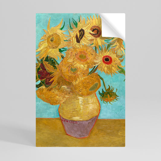 VASE WITH TWELVE SUNFLOWERS Poster Verticale Adesivo