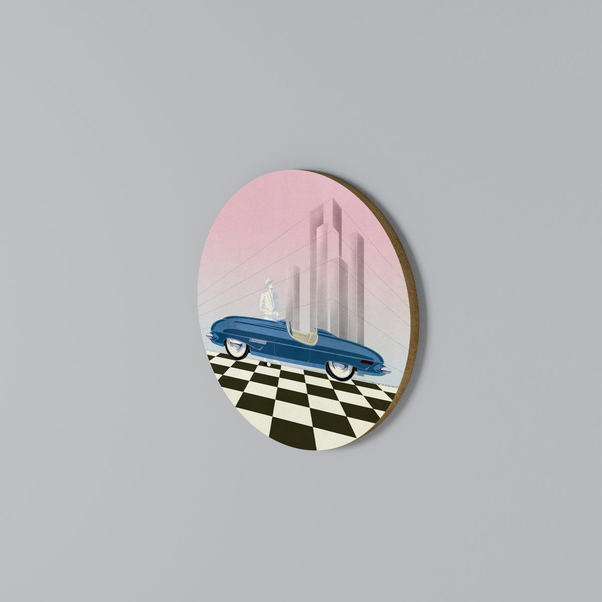 BLUE ROADSTER Round Wall Art