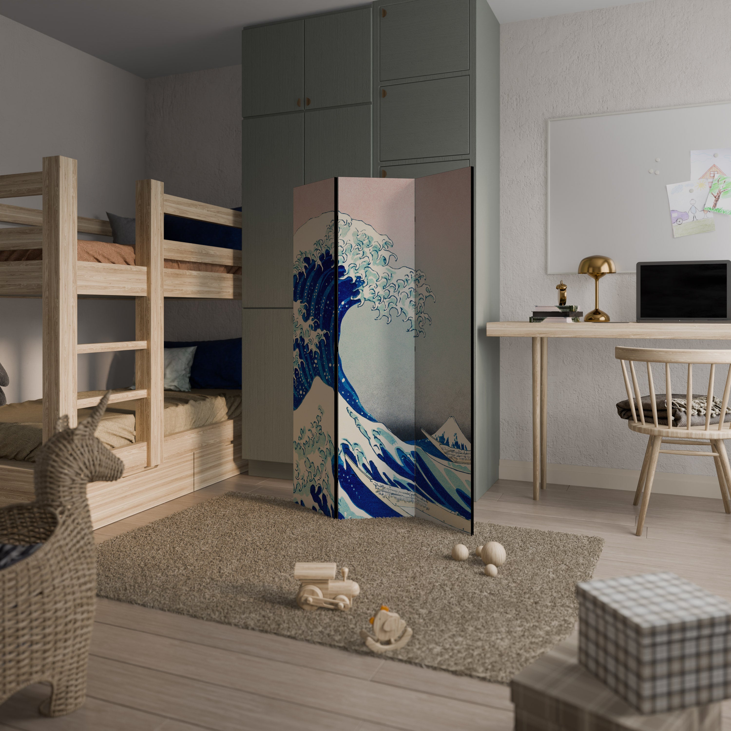 THE GREAT WAVE 3-teiliger Paravent