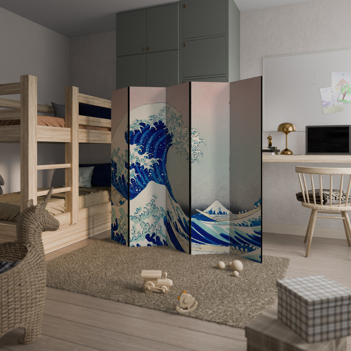 THE GREAT WAVE 5-teiliger Paravent