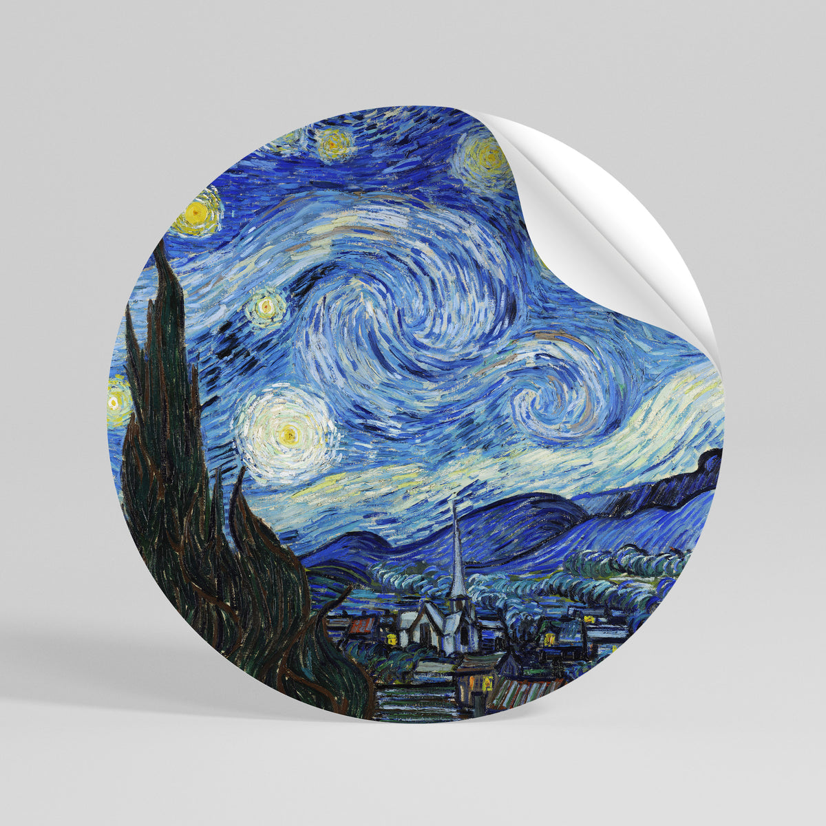 STARRY NIGHT Runder Wandsticker zum Abziehen und Aufkleben