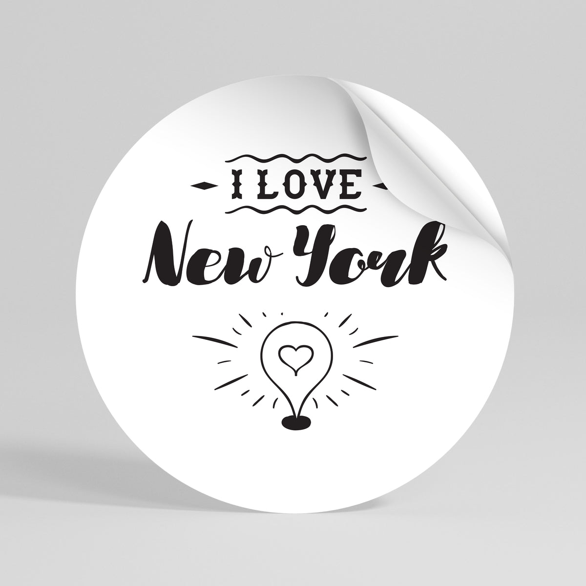 I LOVE NEW YORK Runder Wandsticker zum Abziehen und Aufkleben