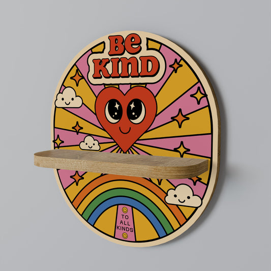 BE KIND Oval Art Shelf In Oak Effect