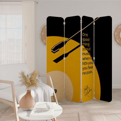 MUSIC - NO PAIN 4-Panel Plywood Room Divider