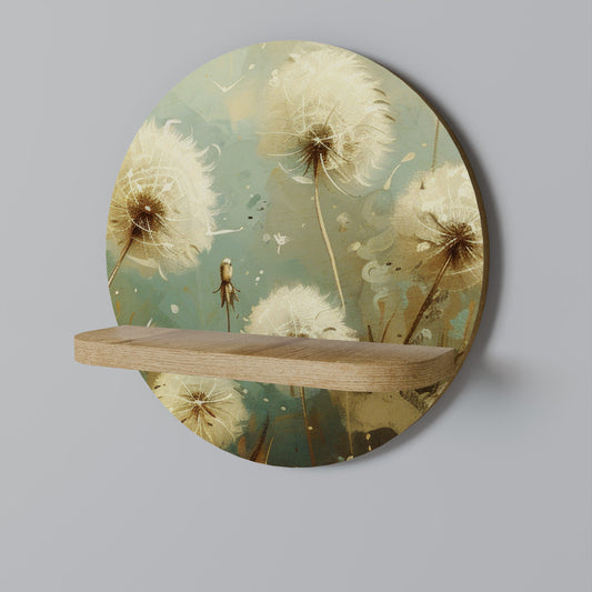 DREAMY MEADOW Round Art Shelf In Oak Effect