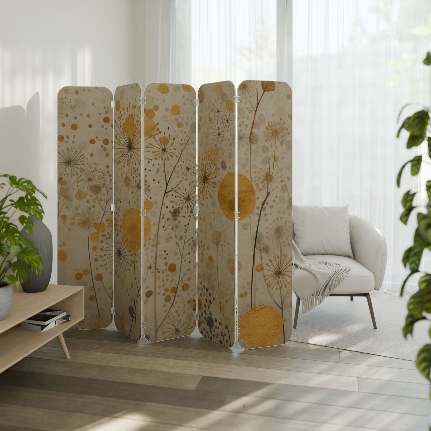 MORNING GLADE 5-Panel Plywood Room Divider