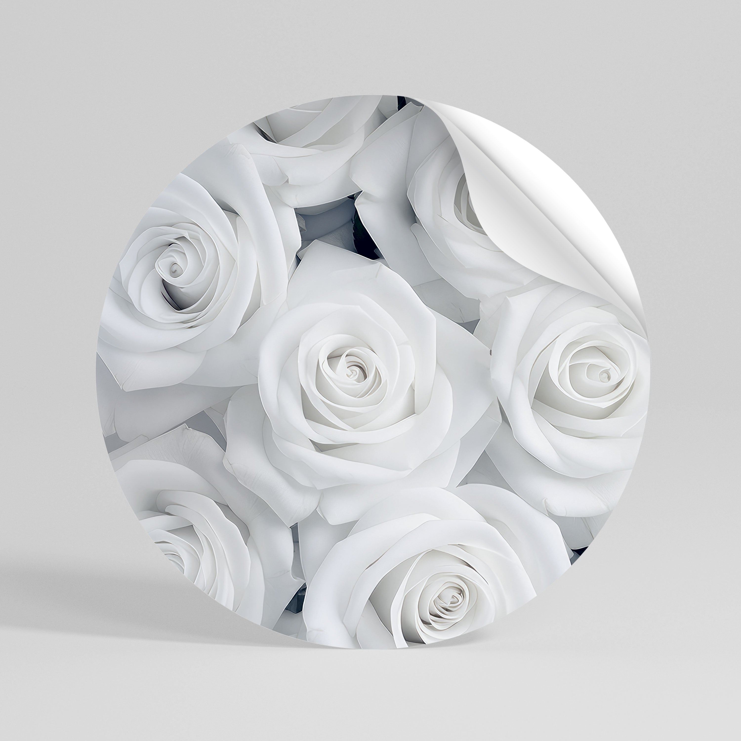 ELEGANCE IN WHITE Αυτοκόλλητη Αφίσα στρογγυλή