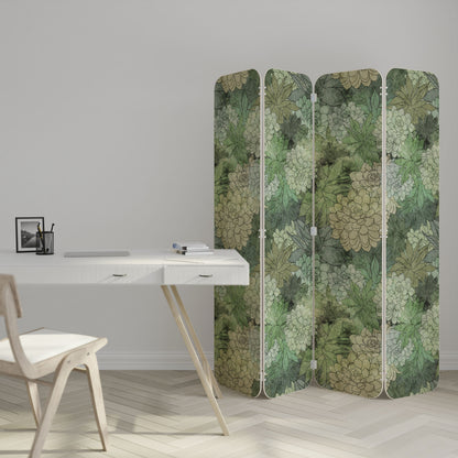 SUCCULENT CLUSTER 4-Panel Plywood Room Divider