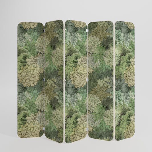 SUCCULENT CLUSTER 5-Panel Plywood Room Divider