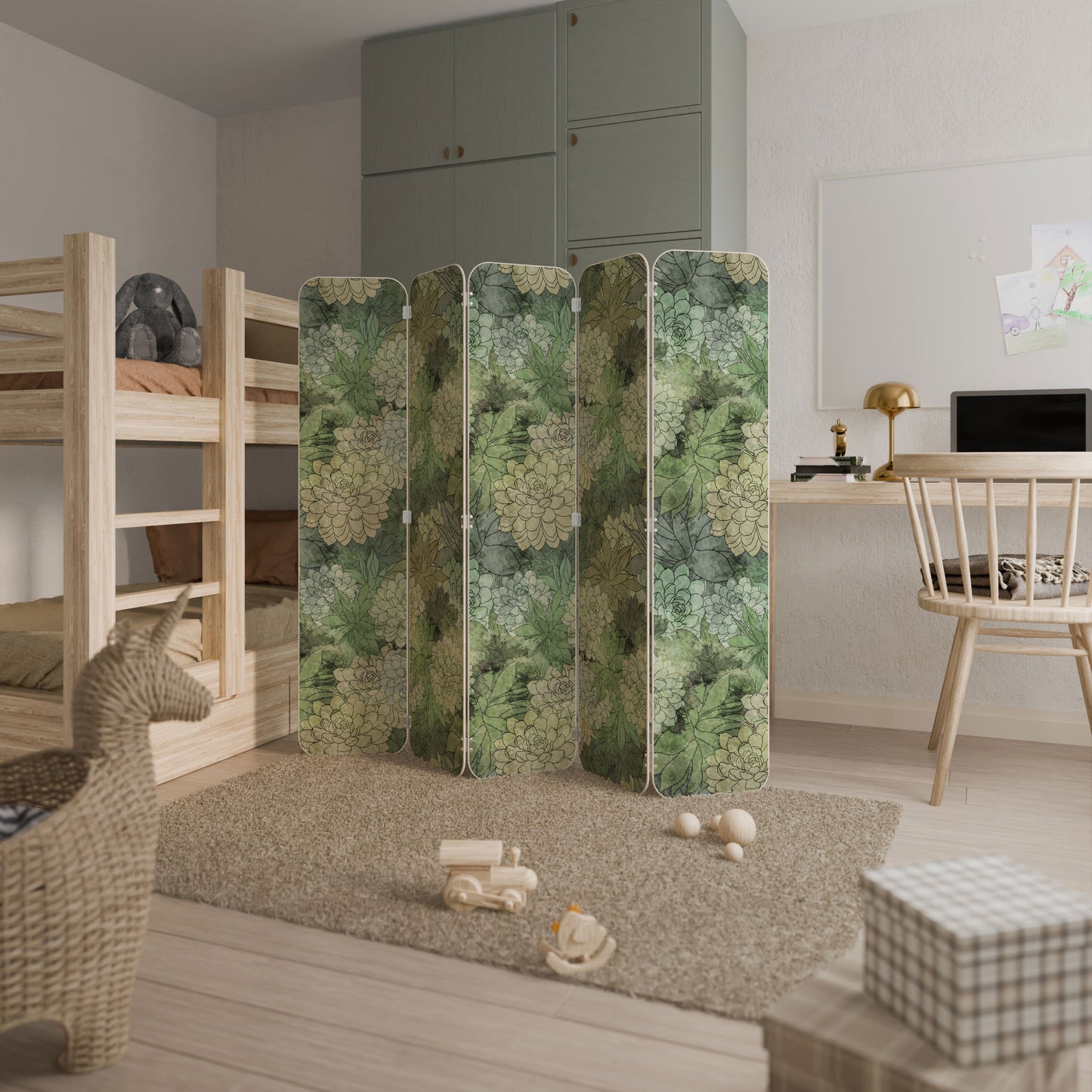 SUCCULENT CLUSTER 5-Panel Plywood Room Divider