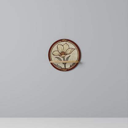 TIMELESS FLORA Round Art Shelf In Oak Effect