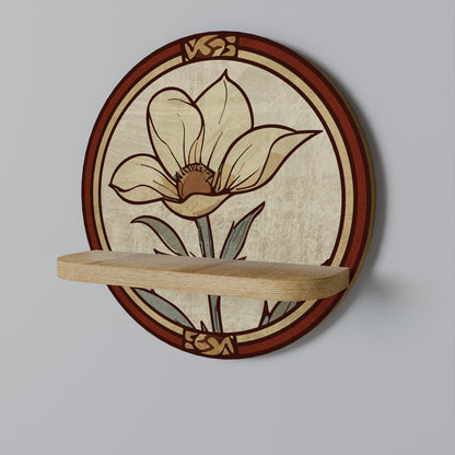 TIMELESS FLORA Round Art Shelf In Oak Effect