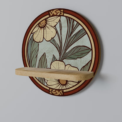 HERITAGE BLOSSOM Round Art Shelf In Oak Effect