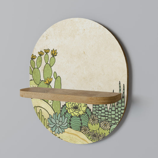 SUCCULENTS KALEIDOSCOPE Oval Art Shelf In Oak Effect