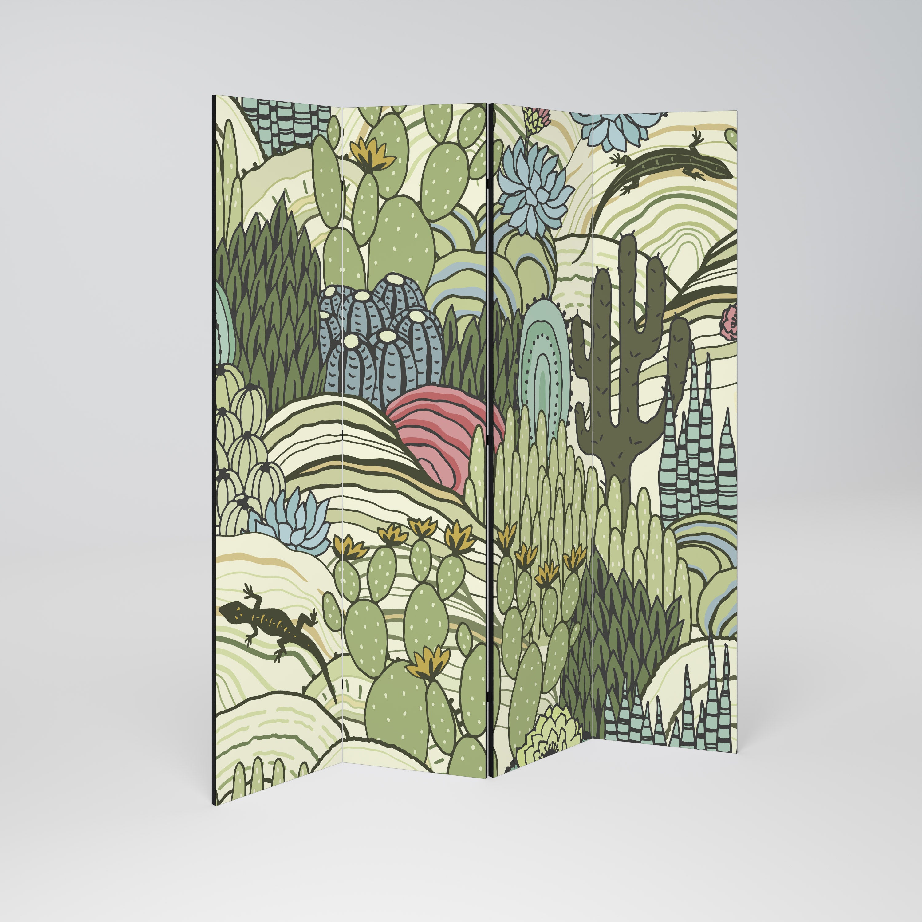 SUCCULENTS KALEIDOSCOPE 4-Panel Room Divider