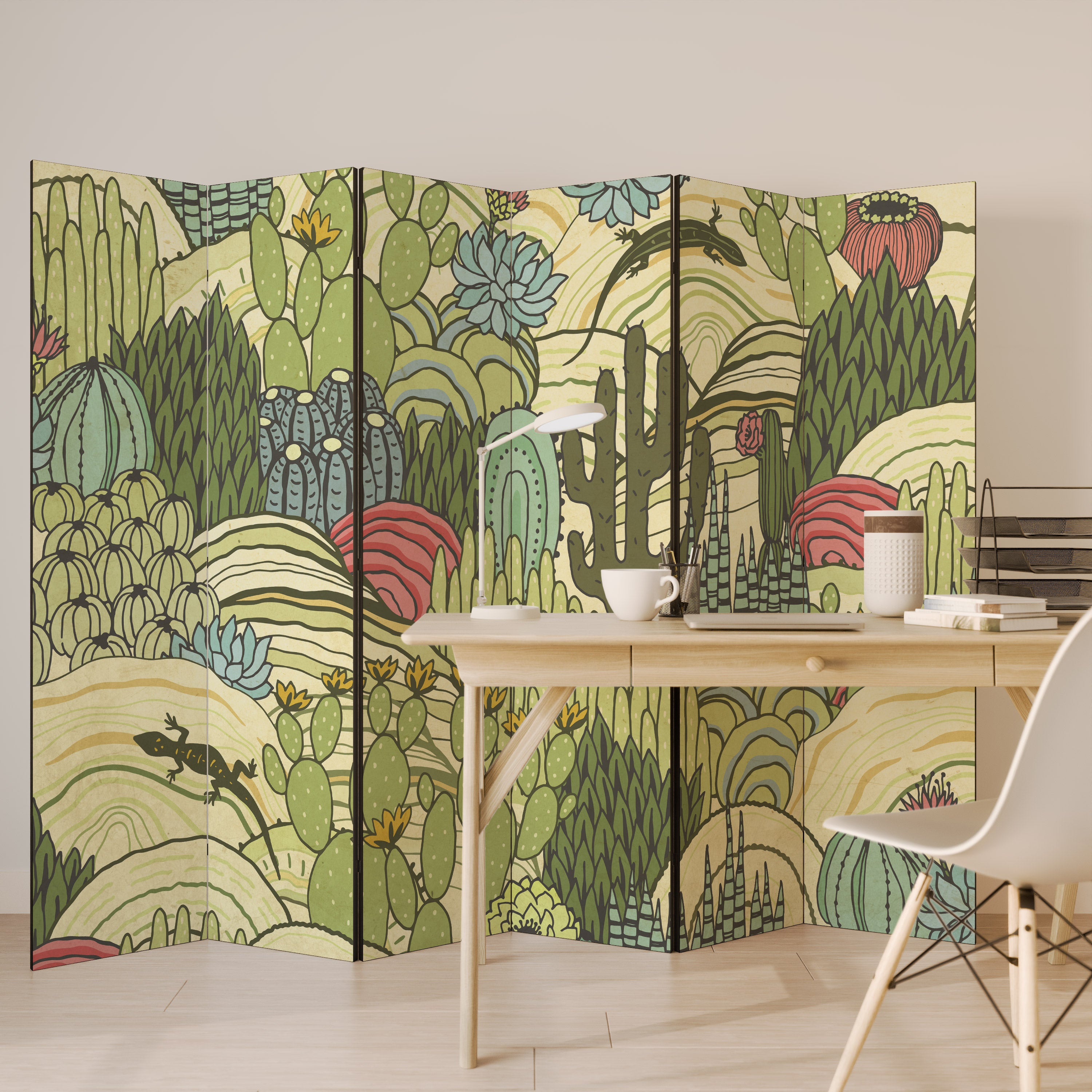 SUCCULENTS KALEIDOSCOPE 6-Panel Room Divider