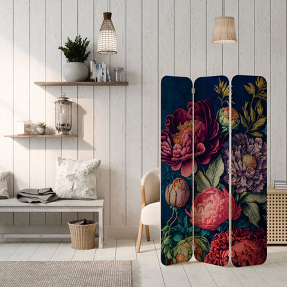 BLOOMING ELEGANCE 3-Panel Plywood Room Divider