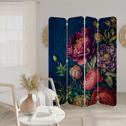 BLOOMING ELEGANCE 4-Panel Plywood Room Divider