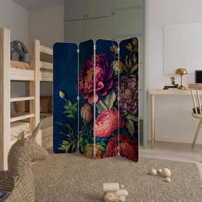 BLOOMING ELEGANCE 4-Panel Plywood Room Divider