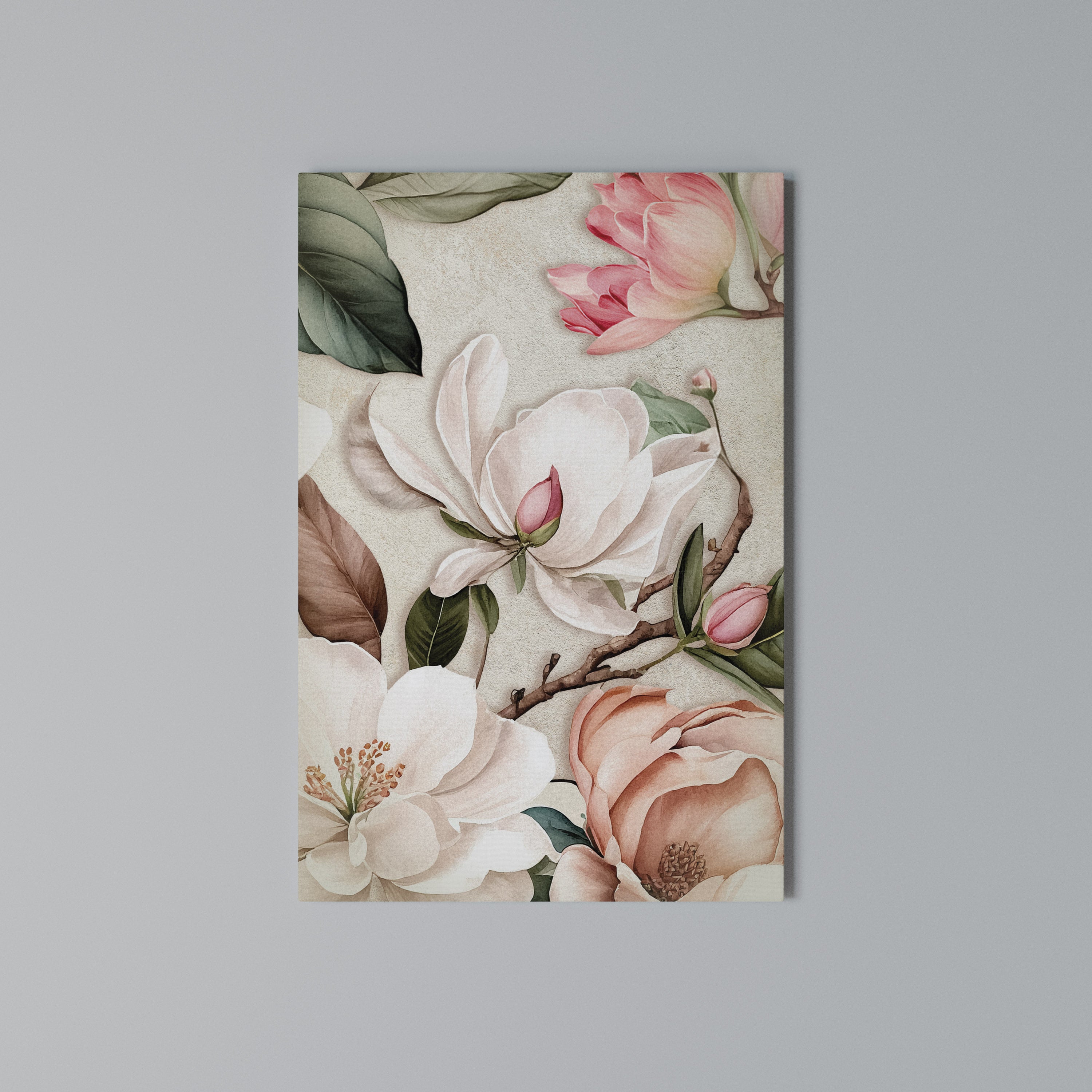 FLORAL GRACE Vertical Canvas Print
