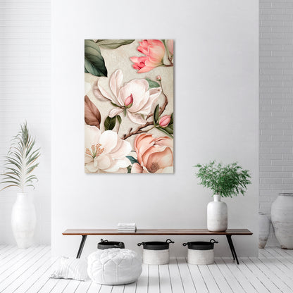 FLORAL GRACE Κατακόρυφος Πίνακας σε Καμβά