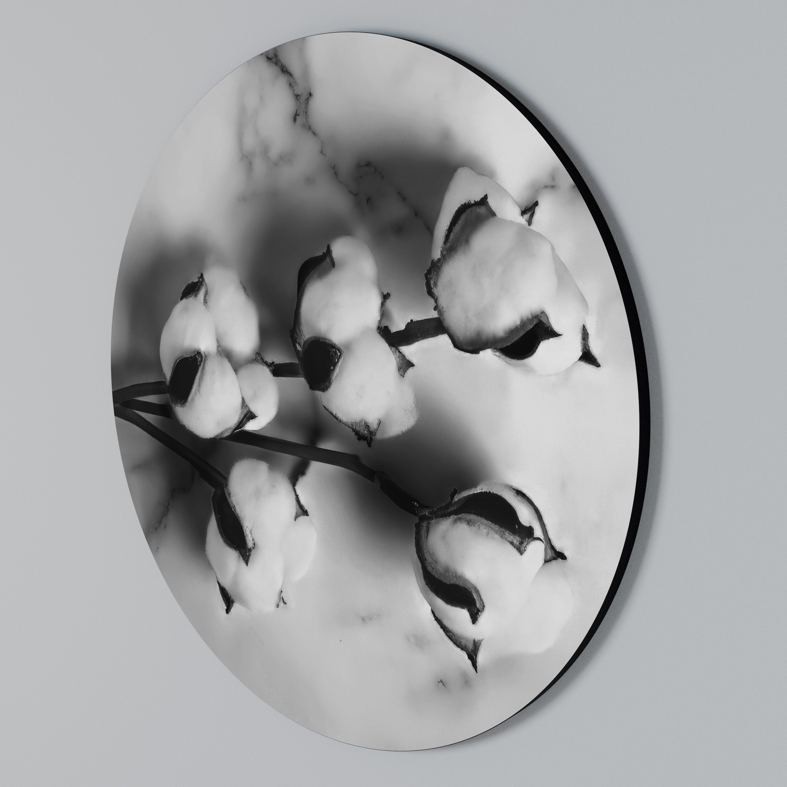 MONOCHROME COTTON DREAMS Round Wall Art