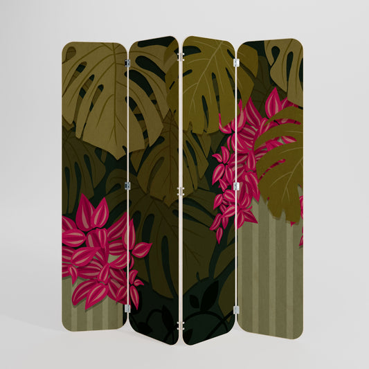 TROPICAL BEAUTY 4-Panel Plywood Room Divider