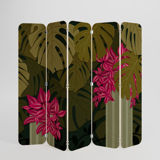 TROPICAL BEAUTY 5-Panel Plywood Room Divider