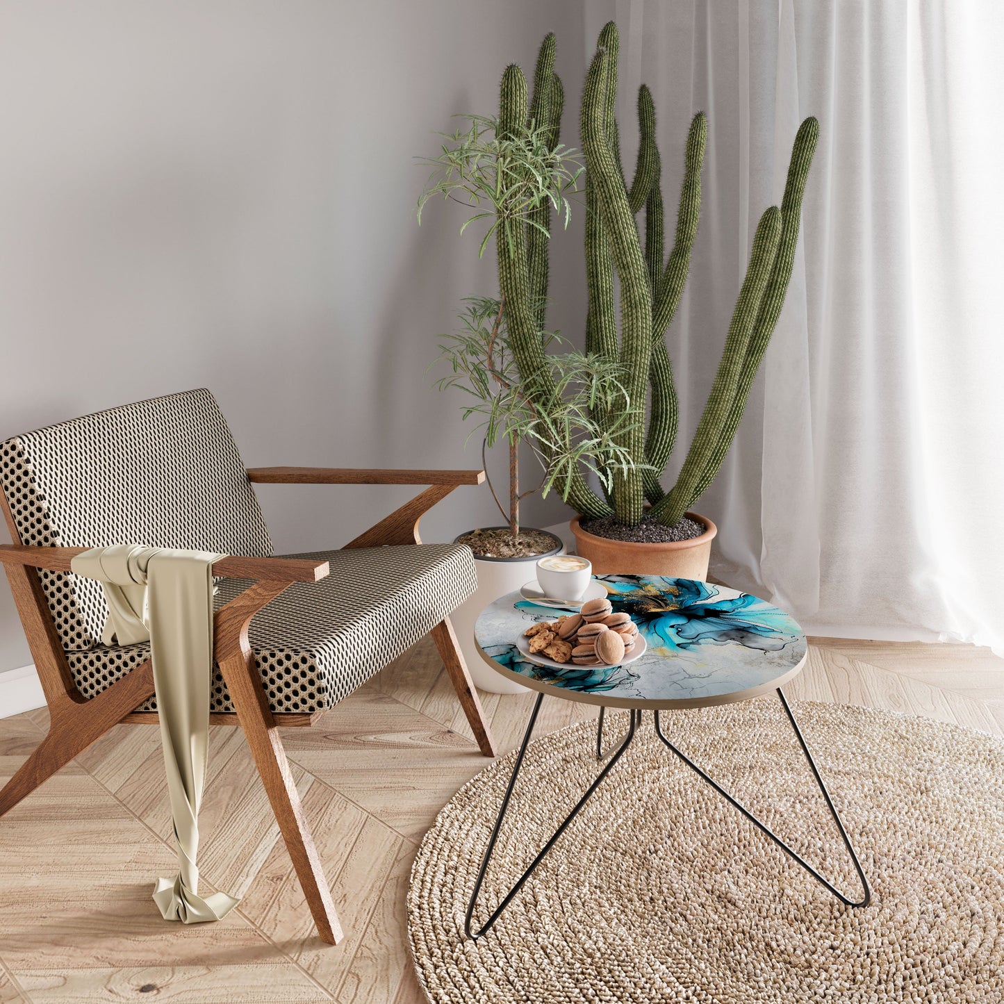 COBALT BLOSSOMS Small Coffee Table