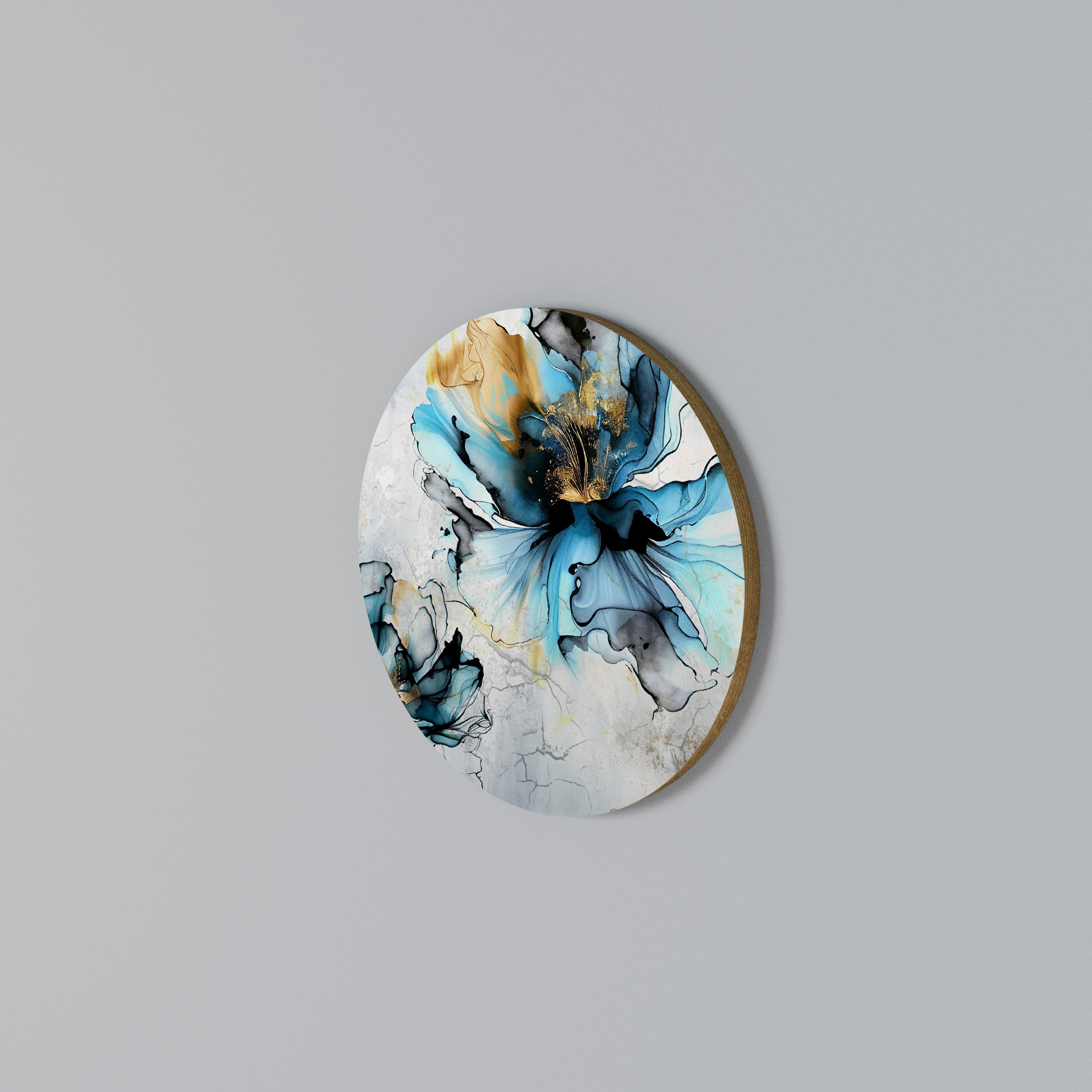 COBALT BLOSSOMS Round Wall Art