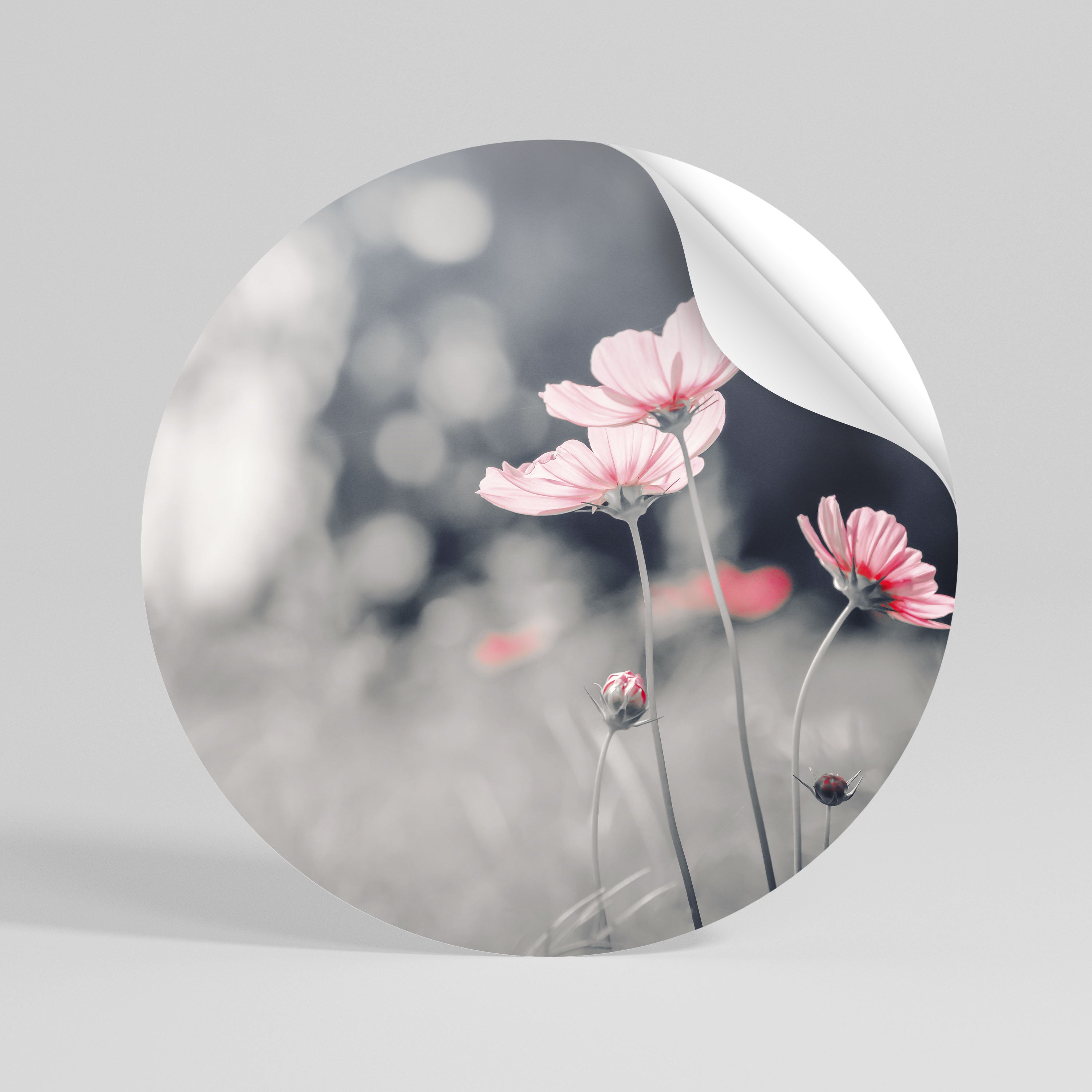 SUBTLE PETAL DANCE Peel and Stick Round Sticker