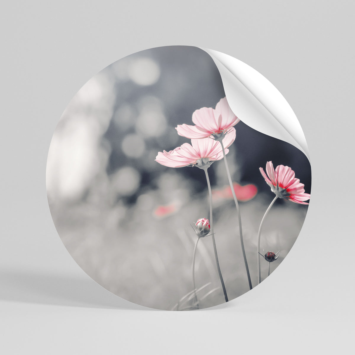 SUBTLE PETAL DANCE Runder Wandsticker zum Abziehen und Aufkleben