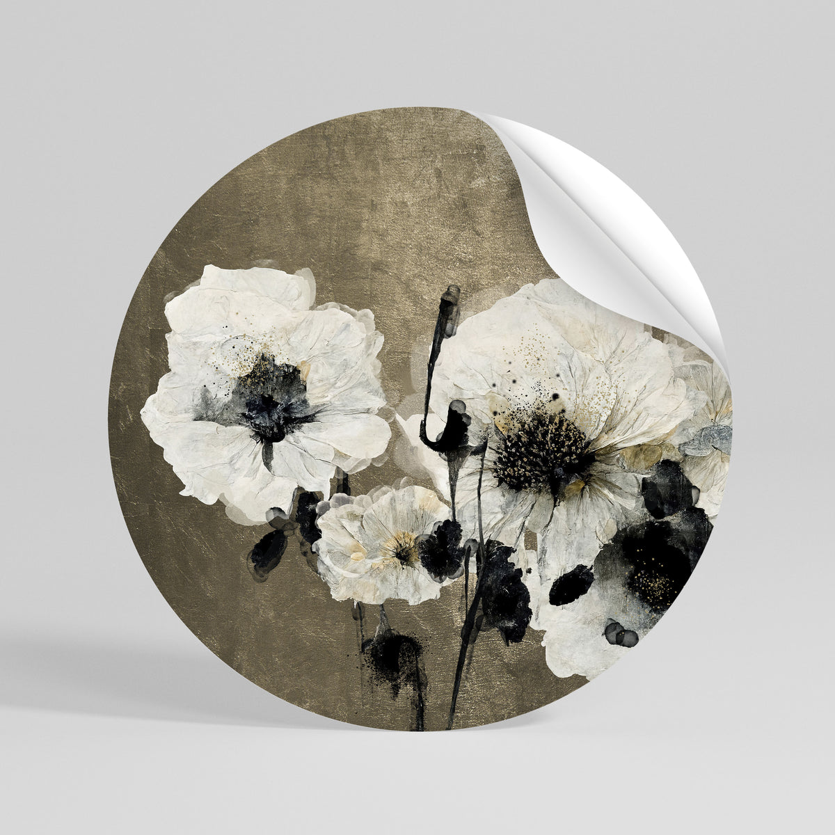 HARMONY IN WHITE Runder Wandsticker zum Abziehen und Aufkleben