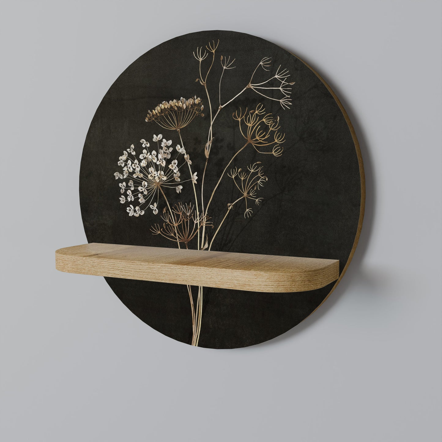 MEADOW MEMORIES Round Art Shelf In Oak Effect