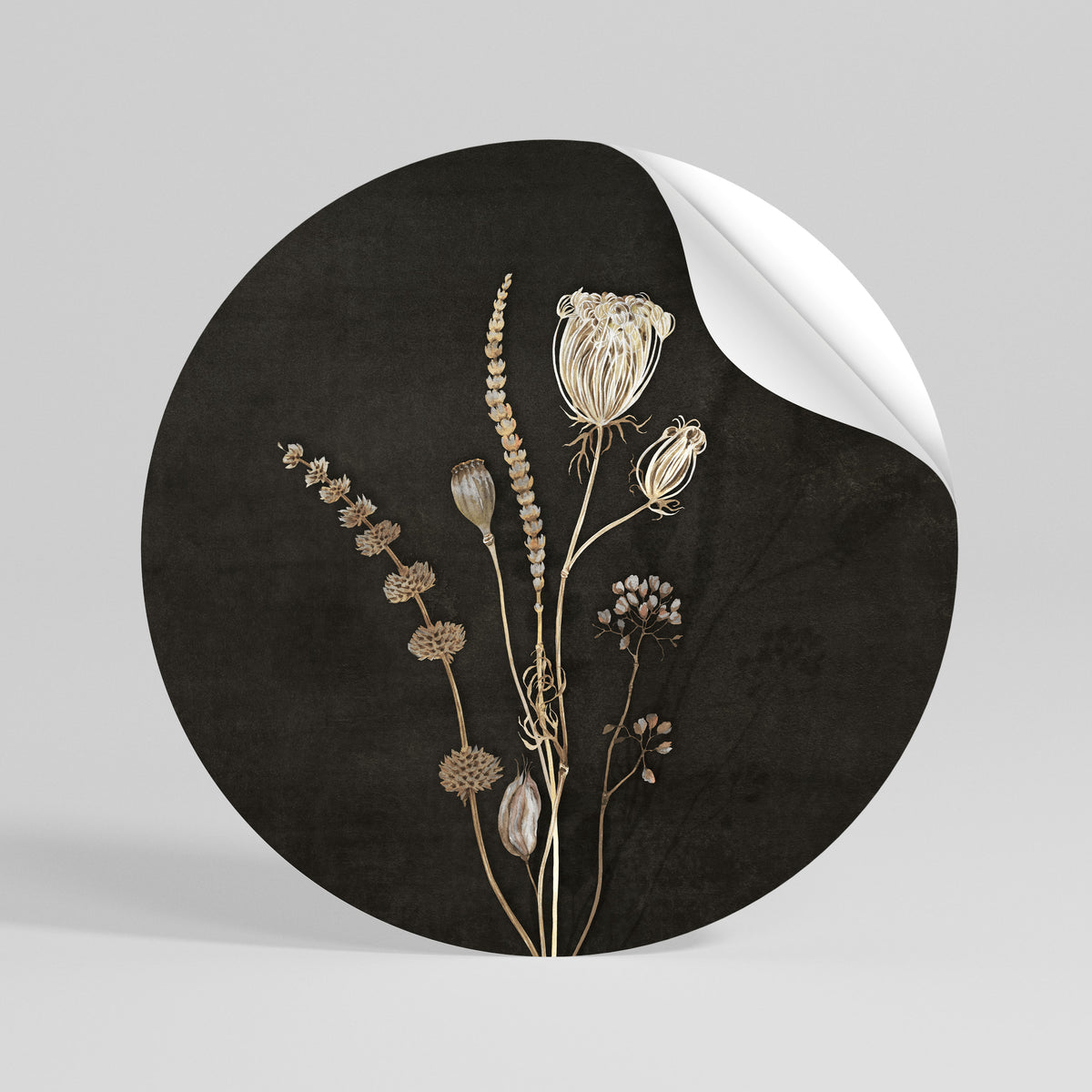 MEADOW ART. Runder Wandsticker zum Abziehen und Aufkleben