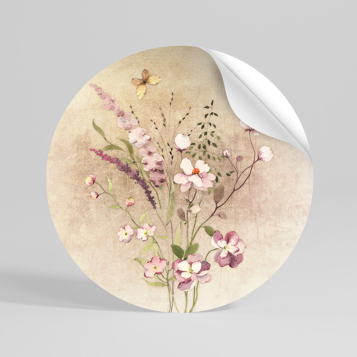 FLOWERED REVERIE Adesivo rotondo riposizionabile