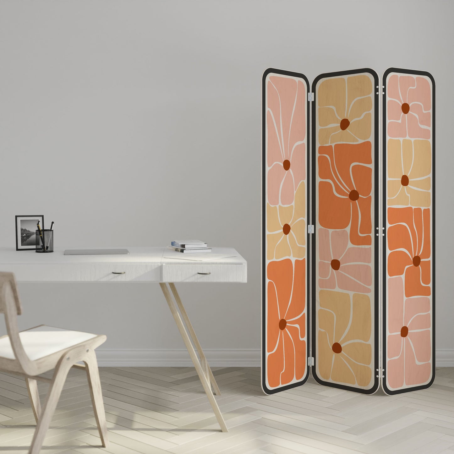 FINE CURRENTS 3-Panel Plywood Room Divider