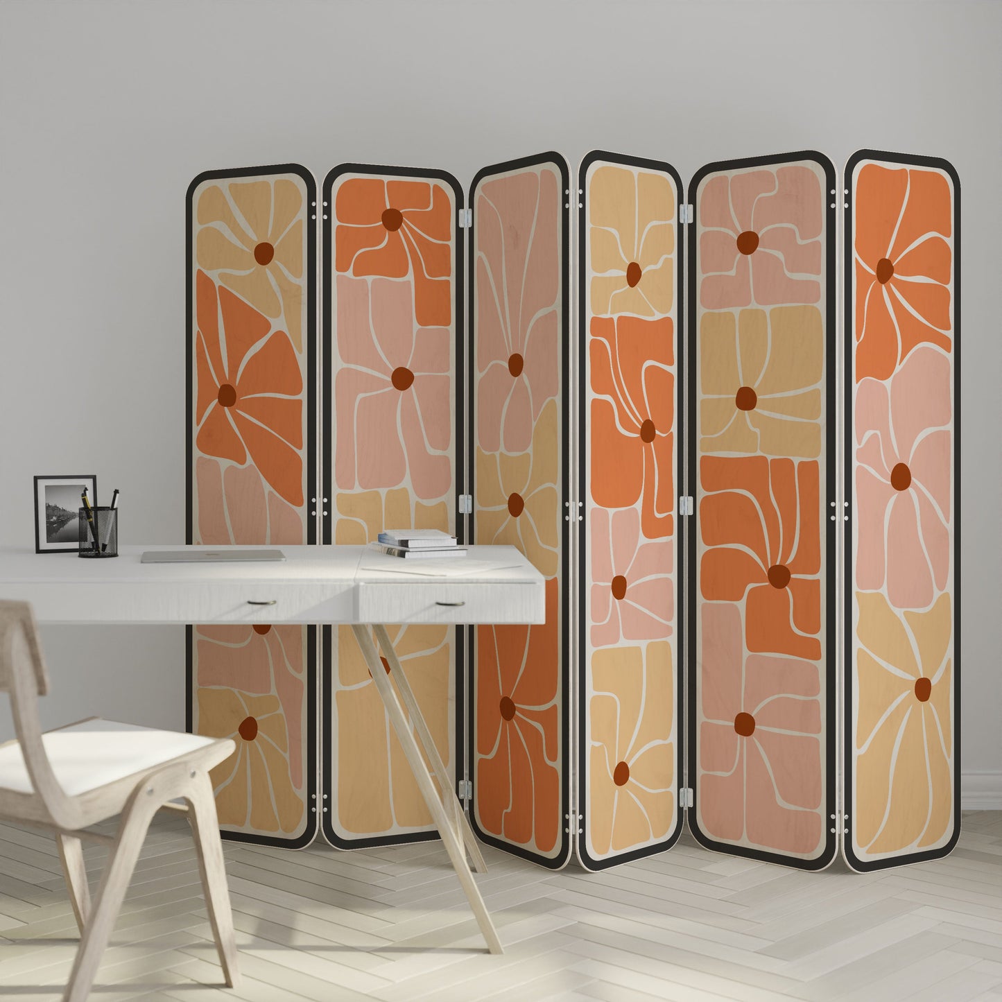 FINE CURRENTS 6-Panel Plywood Room Divider