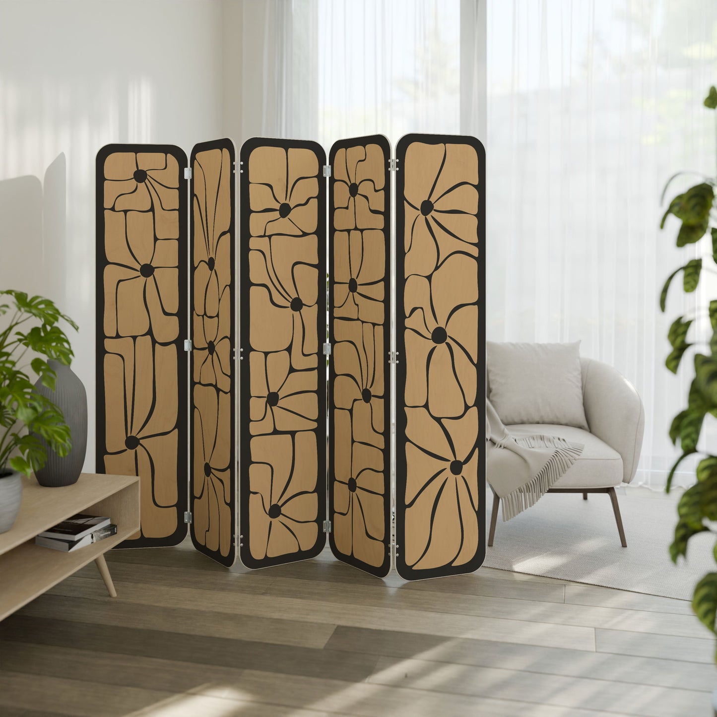 TRANQUIL CURRENTS 5-Panel Plywood Room Divider