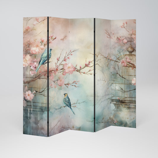 CHERRY BIRDSONG Dekorativ rumsavdelare – 5 paneler