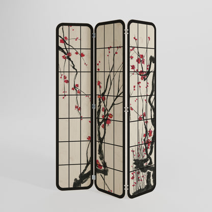 JAPANESE BLOSSOMS 3-Panel Plywood Room Divider