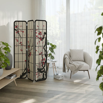 JAPANESE BLOSSOMS 3-Panel Plywood Room Divider